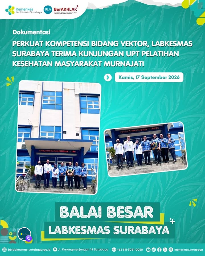 Perkuat Kompetensi Bidang Vektor, Labkesmas Surabaya Terima Kunjungan UPT Pelatihan Kesehatan Masyarakat Murnajati
